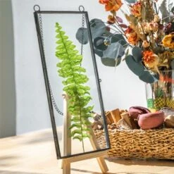 Hanging 4x9 Inches Black Long Herbarium Painted Brass Glass Frame For Pressed Flowers Dried Flowers 14 Hanging 4x9 Inches Black Long Herbarium Painted Brass Glass Frame For Pressed Flowers Dried Flowers -Glass Plant Store 02369