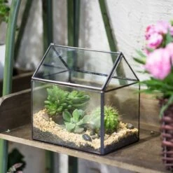 NCYP Vintage House Geometric Terrarium Tin Sealed Chest Planter Succulent Centerpiece Wedding