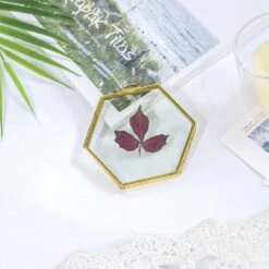 Handmade Vintage Brass Floating Hanging Glass Hexagon Picture Photo Frame Small Side Length 2" -Glass Plant Store 20161018015 5