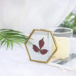 Handmade Vintage Brass Floating Hanging Glass Hexagon Picture Photo Frame Small Side Length 2" -Glass Plant Store 20161018015 6