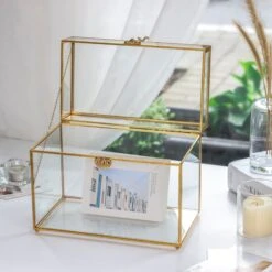 Pure Copper Medium Geometric Glass Card Box Terrarium Foot Latch Rose Gold Handmade Rectangular -Glass Plant Store 20190315005 4