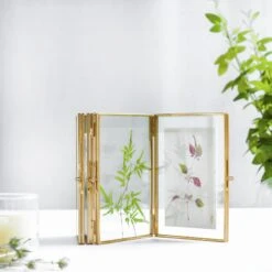 Handmade Tabletp Brass Glass Photo Picture Display Folding Screen Type Frame 3-Folded 5" X 7" 8 Handmade Tabletp Brass Glass Photo Picture Display Folding Screen Type Frame 3-Folded 5" X 7" -Glass Plant Store 20190315009 6