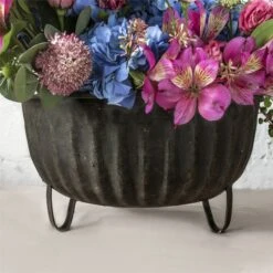 Metal Vintage Wide 3 Lengs Rustic French Urn Planter Pot For Floral Arrangement Centerpiece -Glass Plant Store 20190516007 6
