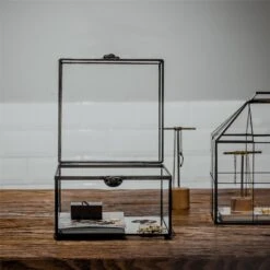 Small Vintage Rectangle Glass Jewelry Storage Card Box With Lock For Card Storage Jewelry Display 9 Small Vintage Rectangle Glass Jewelry Storage Card Box With Lock For Card Storage Jewelry Display -Glass Plant Store 20190717001 1