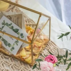 Geometric Glass Card Box Terrarium Rose Gold Handmade Pure Copper House Shape For Wedding Receiption -Glass Plant Store 20190905001 7