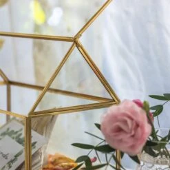 Geometric Glass Card Box Terrarium Rose Gold Handmade Pure Copper House Shape For Wedding Receiption -Glass Plant Store 20190905001 8