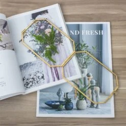 Wall Hanging Long Octagon Herbarium Brass Glass Frame For Pressed Flowers Dried Floating Frame -Glass Plant Store 20190905003 3