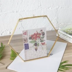 Hanging Hexagon Herbarium Brass Glass Frame For Pressed Flowers Dried Flowers Floating Frame -Glass Plant Store 20190905005 6