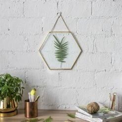 Hanging Hexagon Herbarium Brass Glass Frame For Pressed Flowers Dried Flowers Floating Frame -Glass Plant Store 20190905006 8
