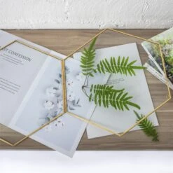 Hanging Hexagon Herbarium Brass Glass Frame For Pressed Flowers Dried Flowers Floating Frame -Glass Plant Store 20190905007 1