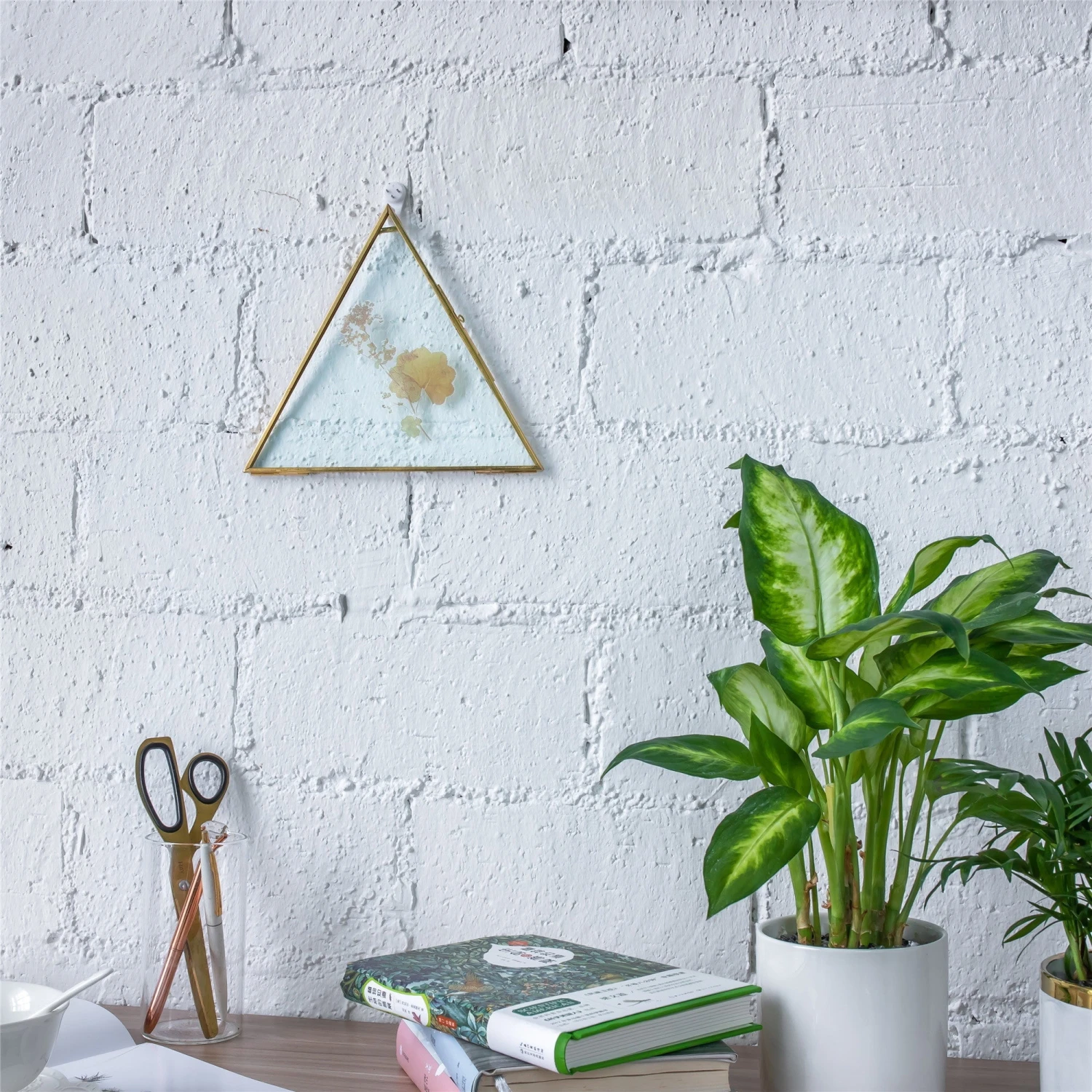 Hanging Triangle Herbarium Brass Glass Frame For Pressed Flowers Dried Flowers Poster 8 Hanging Triangle Herbarium Brass Glass Frame For Pressed Flowers Dried Flowers Poster - Image 8