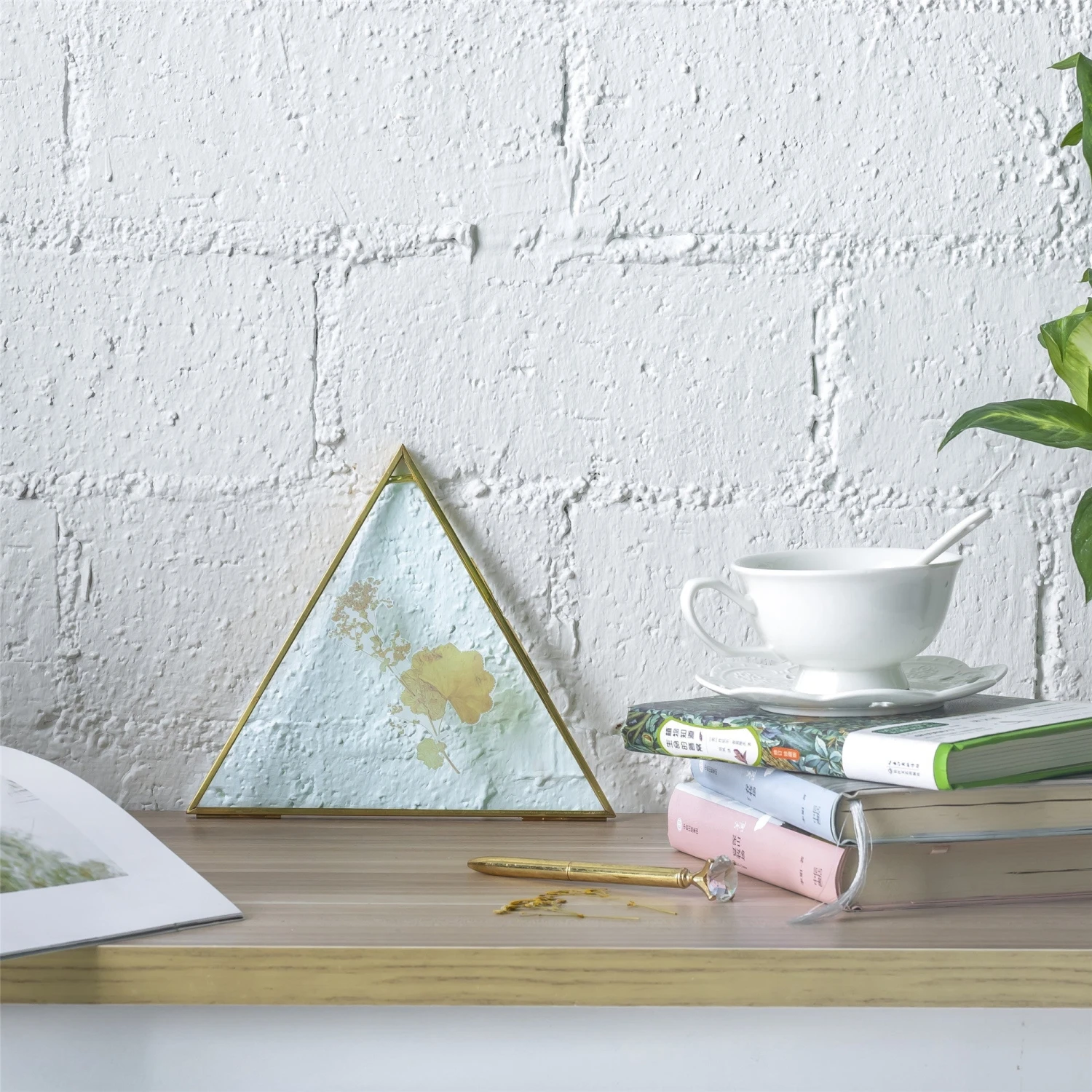 Hanging Triangle Herbarium Brass Glass Frame For Pressed Flowers Dried Flowers Poster 7 Hanging Triangle Herbarium Brass Glass Frame For Pressed Flowers Dried Flowers Poster - Image 7