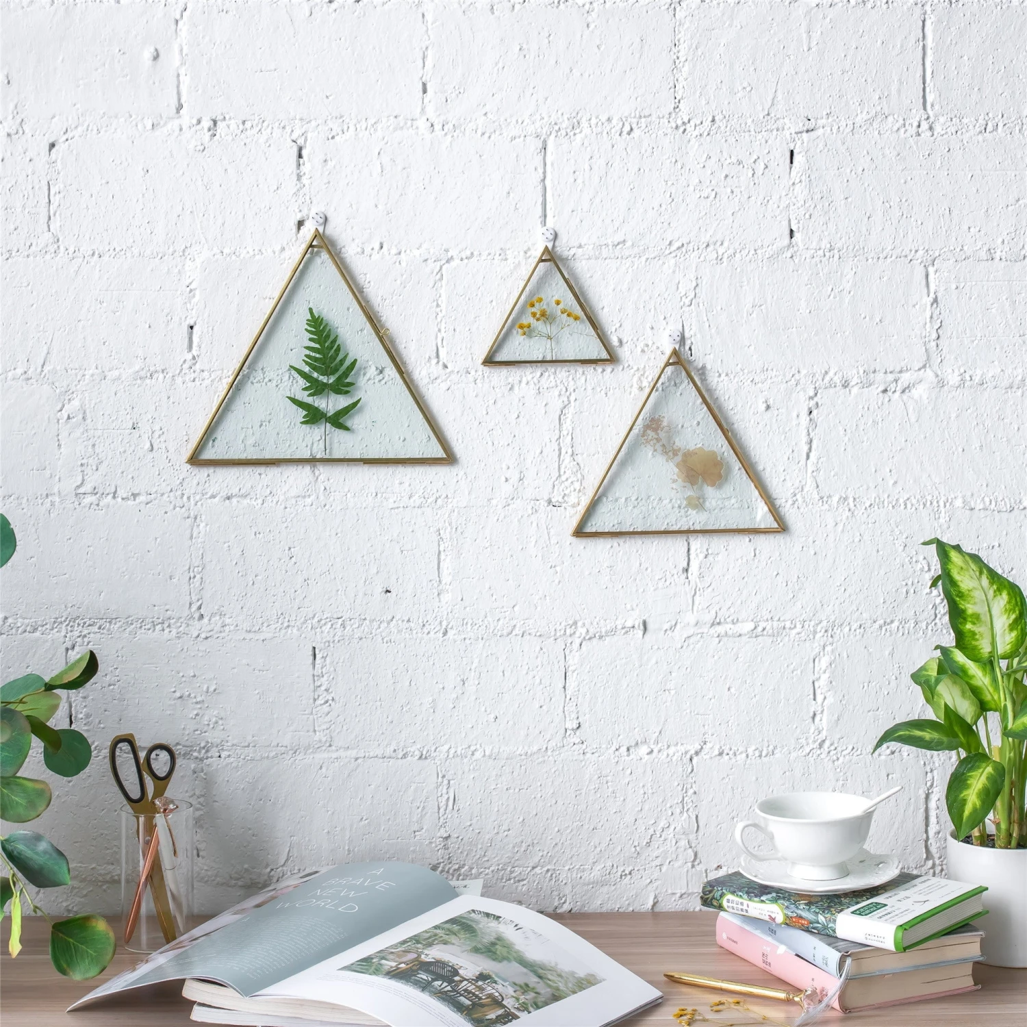 Hanging Triangle Herbarium Brass Glass Frame For Pressed Flowers Dried Flowers Poster 10 Hanging Triangle Herbarium Brass Glass Frame For Pressed Flowers Dried Flowers Poster - Image 10