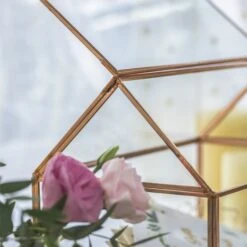 Geometric Glass Card Box Terrarium Rose Gold Handmade Pure Copper House Shape For Wedding Receiption -Glass Plant Store 20190905014 1