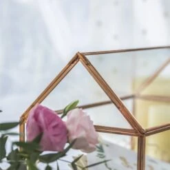 Geometric Glass Card Box Terrarium Rose Gold Handmade Pure Copper House Shape For Wedding Receiption -Glass Plant Store 20190905014 8