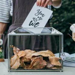 Silver Standard/Large Geometric Glass Card Box Terrarium With Slot, Heart Lock, Foot, Handmade For Wedding Receiption Wishwell Keepsake -Glass Plant Store 20200226001 5