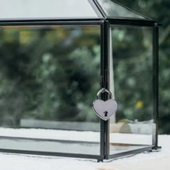 Back Standard/Large Geometric Glass Card Box Terrarium With Slot, Heart Lock, Foot, Handmade Brass For Wedding Receiption Wishwell Keepsake -Glass Plant Store 20200907001 2