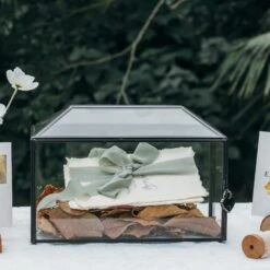 Back Standard/Large Geometric Glass Card Box Terrarium With Slot, Heart Lock, Foot, Handmade Brass For Wedding Receiption Wishwell Keepsake -Glass Plant Store 20200907001 9