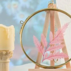 NCYP Wall Hanging Round 5" 4.3" Herbarium Brass Glass Frame For Pressed Flowers, Dried Flowers, Poster, Double Glass, Floating Frame -Glass Plant Store 20210522001 3