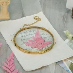 NCYP Wall Hanging Round 5" 4.3" Herbarium Brass Glass Frame For Pressed Flowers, Dried Flowers, Poster, Double Glass, Floating Frame -Glass Plant Store 20210522001 6