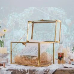 Handmade Vintage Geometric Glass Card Boxwith Slot Terrarium With Latch For Wedding Reception -Glass Plant Store 20210622001 4