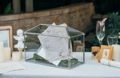 Silver Standard/Large Geometric Glass Card Box Terrarium With Slot, Heart Lock, Foot, Handmade For Wedding Receiption Wishwell Keepsake -Glass Plant Store 20220322001 3