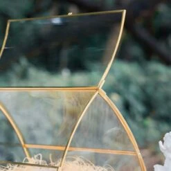 House Shape Arched Curved Roof Vintage Glass Card Box Terrarium, Handmade Brass For Wedding Receiption Wishwell Keepsake -Glass Plant Store 20220607002 3