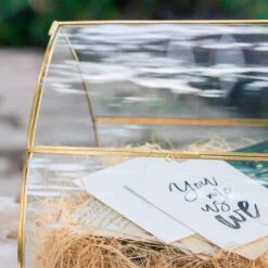House Shape Arched Curved Roof Vintage Glass Card Box Terrarium, Handmade Brass For Wedding Receiption Wishwell Keepsake -Glass Plant Store 20220607002 5