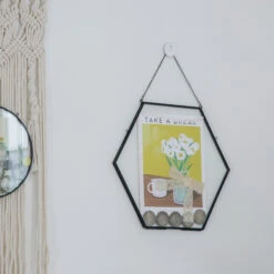 Wall Hanging Black Hexagon 12" Herbarium Brass Glass Frame For Thick Pressed Flowers, Dried Flowers, Poster, Coin, Double Glass, Floating 26 Wall Hanging Black Hexagon 12" Herbarium Brass Glass Frame For Thick Pressed Flowers, Dried Flowers, Poster, Coin, Double Glass, Floating -Glass Plant Store 20221122003 11