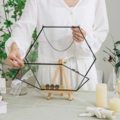 Wall Hanging Black Hexagon 12" Herbarium Brass Glass Frame For Thick Pressed Flowers, Dried Flowers, Poster, Coin, Double Glass, Floating 23 Wall Hanging Black Hexagon 12" Herbarium Brass Glass Frame For Thick Pressed Flowers, Dried Flowers, Poster, Coin, Double Glass, Floating -Glass Plant Store 20221122003 7