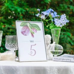 Silver Brass Tabletop Vintage Frame Geometric Ornament Plant Specimen Clip Modern Decor Card Holder 5X7" Reception -Glass Plant Store 20221229004 17