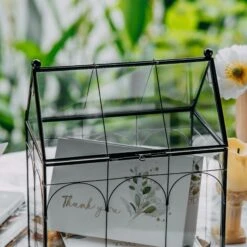 Vintage House Glass Geometric Terrarium Card Box Black -Glass Plant Store 20230329020 5