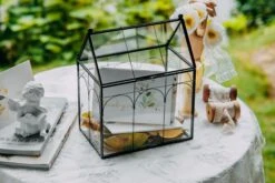 Vintage House Glass Geometric Terrarium Card Box Black -Glass Plant Store 20230329020 6