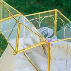 Vintage House Glass Geometric Terrarium Card Box Gold For Wedding, Graduation, Baby Shower -Glass Plant Store 20230329021 16