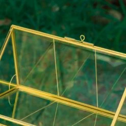 Vintage House Glass Geometric Terrarium Card Box Gold For Wedding, Graduation, Baby Shower -Glass Plant Store 20230329021 20