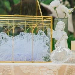 Vintage House Glass Geometric Terrarium Card Box Gold For Wedding, Graduation, Baby Shower -Glass Plant Store 20230329021 7