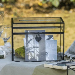 Lockable Black Geometric Glass Card Box Terrarium Foot Handmade Rectangular For Wedding Reception Wishwell Keepsake 22 Lockable Black Geometric Glass Card Box Terrarium Foot Handmade Rectangular For Wedding Reception Wishwell Keepsake -Glass Plant Store 20231019124