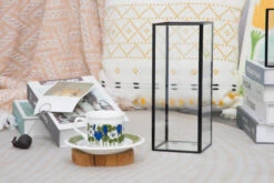 Tall Handmade Black Glass Candle Holder, Square, 9.8" Tall 37 Tall Handmade Black Glass Candle Holder, Square, 9.8" Tall -Glass Plant Store 290A0968