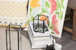 Short Handmade Black Glass Candle Holder, Square, 3.9" -Glass Plant Store 290A0987