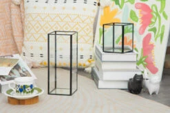 Tall Handmade Black Glass Candle Holder, Square, 9.8" Tall 38 Tall Handmade Black Glass Candle Holder, Square, 9.8" Tall -Glass Plant Store 290A1012