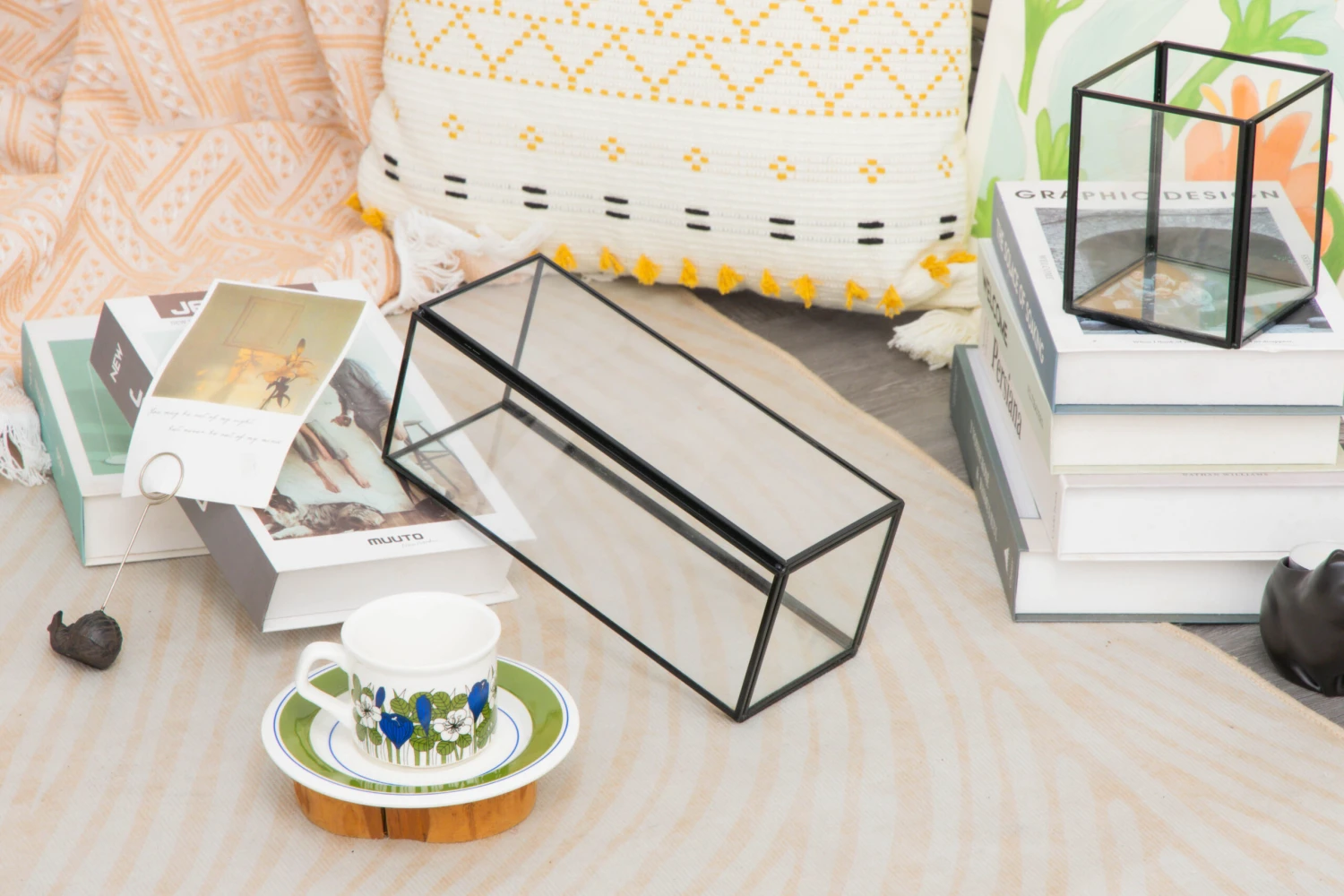 Tall Handmade Black Glass Candle Holder, Square, 9.8" Tall 17 Tall Handmade Black Glass Candle Holder, Square, 9.8" Tall - Image 17