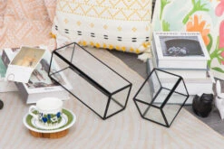 Short Handmade Black Glass Candle Holder, Square, 3.9" -Glass Plant Store 290A1032