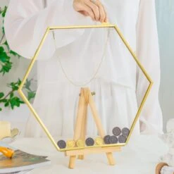 Wall Hanging Hexagon 12" Herbarium Brass Glass Frame For Thick Pressed Flowers, Dried Flowers, Poster, Coin, Double Glass, Floating Frame 26 Wall Hanging Hexagon 12" Herbarium Brass Glass Frame For Thick Pressed Flowers, Dried Flowers, Poster, Coin, Double Glass, Floating Frame -Glass Plant Store 290A3116