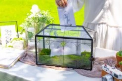 12.6"Handmade Black Wedding Card Box With Slot And Lock, Size Large, For Reception 35 12.6"Handmade Black Wedding Card Box With Slot And Lock, Size Large, For Reception -Glass Plant Store 290A5974