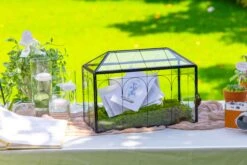 12.6"Handmade Black Wedding Card Box With Slot And Lock, Size Large, For Reception 38 12.6"Handmade Black Wedding Card Box With Slot And Lock, Size Large, For Reception -Glass Plant Store 290A6012