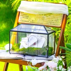 12.6"Handmade Black Wedding Card Box With Slot And Lock, Size Large, For Reception