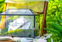 12.6"Handmade Black Wedding Card Box With Slot And Lock, Size Large, For Reception 27 12.6"Handmade Black Wedding Card Box With Slot And Lock, Size Large, For Reception -Glass Plant Store 290A6146