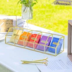 Glass Gold Tea Bag Box, 5 Compartments Box, Tea Lovers Gift Box, Tea Organizer, Christmas Gift -Glass Plant Store 290A6253 1 19896cec 2488 491e 8564 1aa900b46372