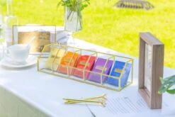 Glass Gold Tea Bag Box, 5 Compartments Box, Tea Lovers Gift Box, Tea Organizer, Christmas Gift -Glass Plant Store 290A6253 cf28ecaf 0c24 43db b87a 909e4df9574c