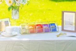 Glass Gold Tea Bag Box, 5 Compartments Box, Tea Lovers Gift Box, Tea Organizer, Christmas Gift -Glass Plant Store 290A6268 94679952 c794 4972 84cf 05070b127836